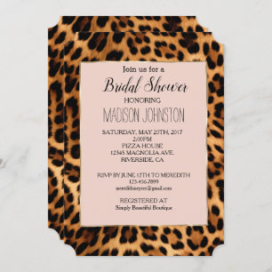 Invitation Empreinte de léopard Blush Pink Chic Gold Glam