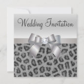 Invitation Empreinte de léopard, Bow & Diamond Wedding Invite (Devant)