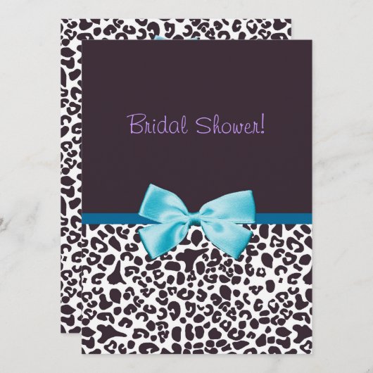 Invitation Empreinte de léopard branché et Fête de l'mariée a (Devant / Derrière)