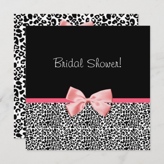 Invitation Empreinte de léopard branché et Fête de l'mariée d (Devant / Derrière)