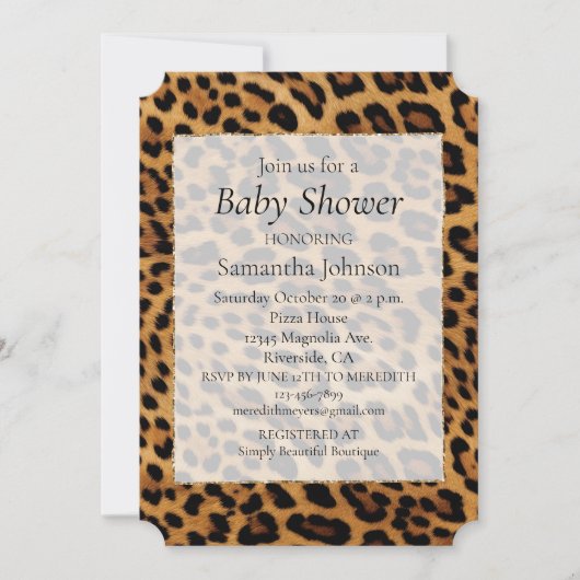Invitation Empreinte de léopard Brown chic (Devant)