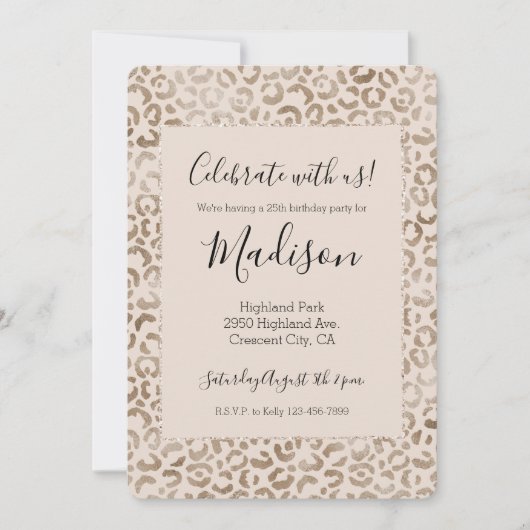 Invitation Empreinte de léopard Brown de crème (Devant)