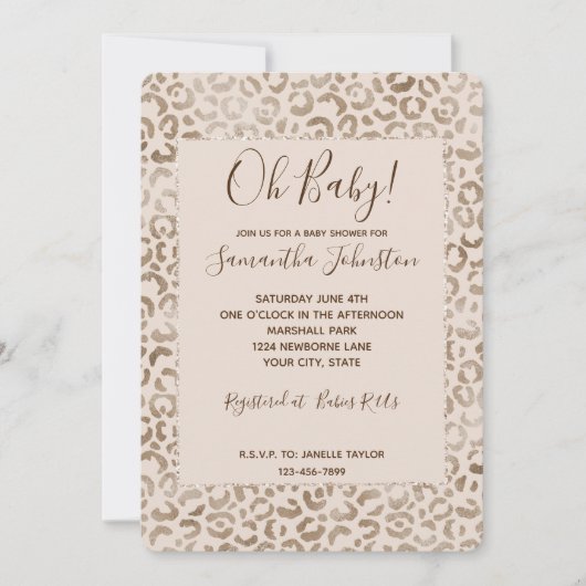 Invitation Empreinte de léopard Brown de crème (Devant)