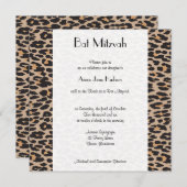 Invitation Empreinte de léopard, Brown Leopard, Bat mitzvah (Devant / Derrière)