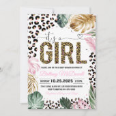 Invitation Empreinte de léopard C'est une fille Baby shower I (Devant)