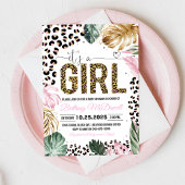 Invitation Empreinte de léopard C'est une fille Baby shower I
