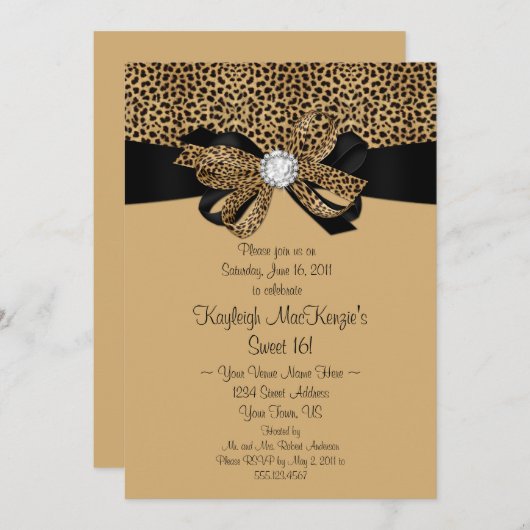 Invitation Empreinte de léopard Clear Rhinestones Diamonds Sw (Devant / Derrière)