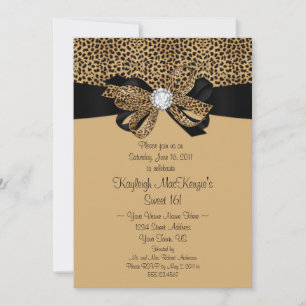 Invitation Empreinte de léopard Clear Rhinestones Diamonds Sw