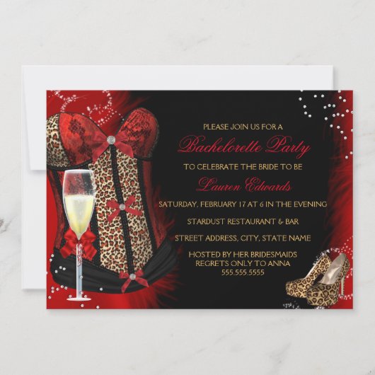 Invitation Empreinte de léopard Corset Bachelorette Invitatio (Devant)
