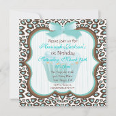 Invitation empreinte de léopard cupcake fête d'anniversaire t (Devant)