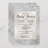 Invitation Empreinte de léopard d'argent Luxe Parties scintil (Devant / Derrière)