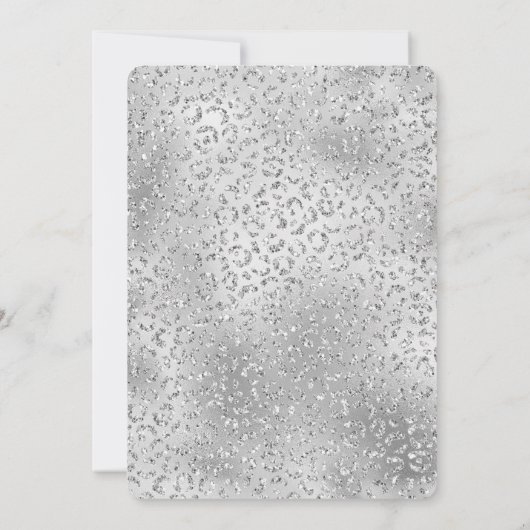 Invitation Empreinte de léopard d'argent Luxe Parties scintil (Dos)