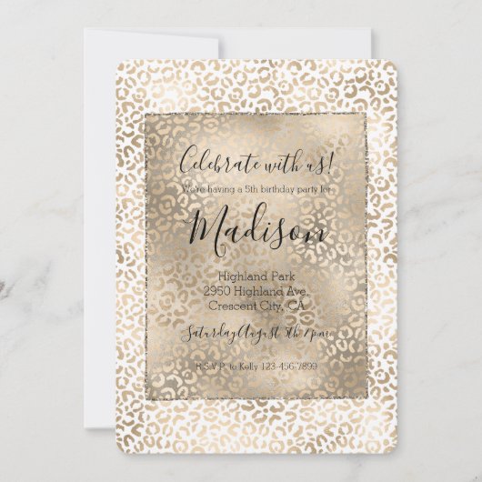 Invitation Empreinte de léopard de bronze or (Devant)