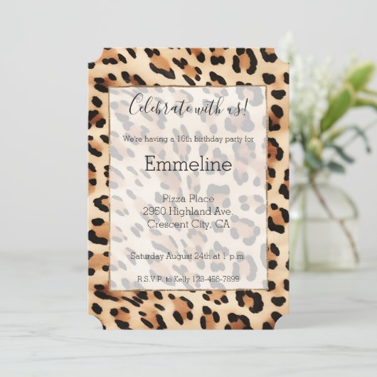 Invitation Empreinte de léopard de crème Brown chic (Debout devant)