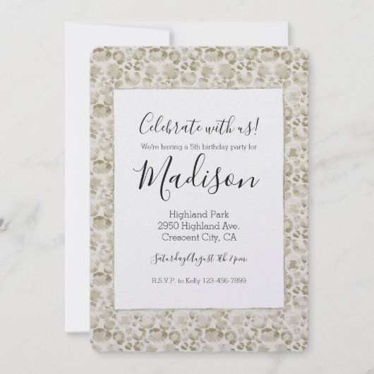 Invitation Empreinte de léopard de crème glam (Devant)