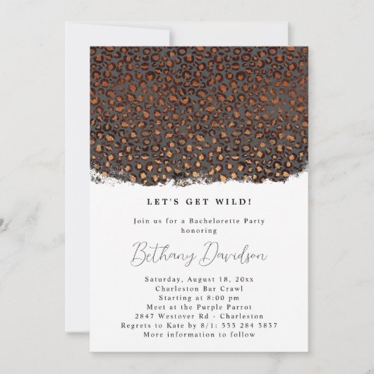 Invitation Empreinte de léopard de douche nuptiale (Devant)