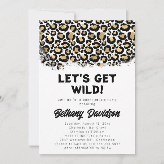 Invitation Empreinte de léopard de douche nuptiale (Devant)
