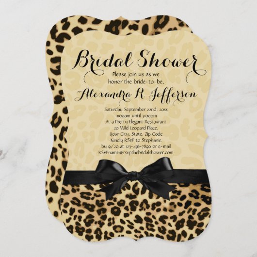 Invitation Empreinte de léopard de douche nuptiale (Devant / Derrière)