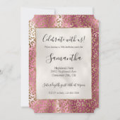 Invitation Empreinte de léopard de glam or rose chic (Devant)