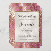Invitation Empreinte de léopard de glam or rose chic (Devant / Derrière)