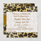 Invitation Empreinte de léopard d'or 16e anniversaire (Devant / Derrière)