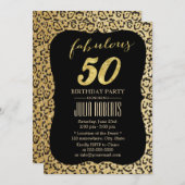 Invitation Empreinte de léopard d'or moderne fabuleux 50 anni (Devant / Derrière)