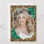 Invitation Empreinte de léopard Emerald Green Photo 50e anniv (Dos)