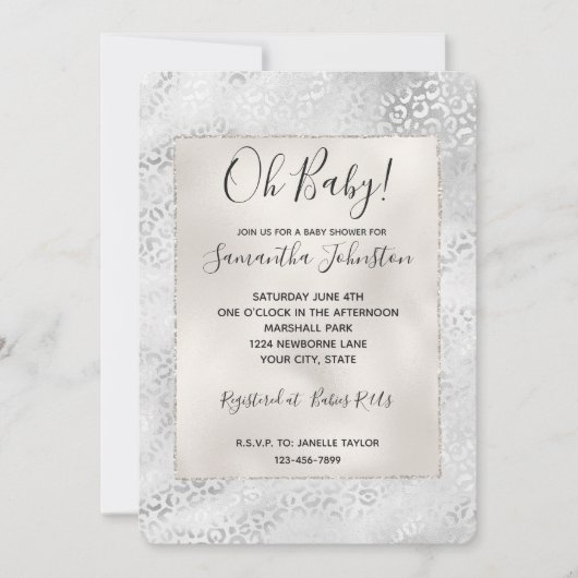 Invitation Empreinte de léopard en argent (Devant)