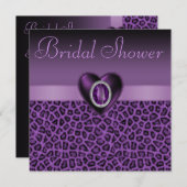 Invitation Empreinte de léopard et Fête de la mariée pourpres (Devant / Derrière)