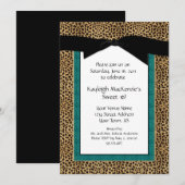 Invitation Empreinte de léopard et Turquoise Sweet 16 Invitat (Devant / Derrière)