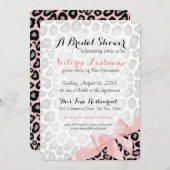 Invitation Empreinte de léopard Fête des mariées Bow rose (Devant / Derrière)