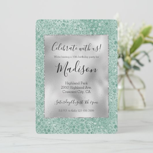 Invitation Empreinte de léopard Glitz de Parties scintillant  (Debout devant)