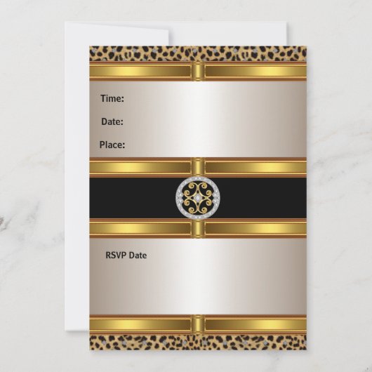 Invitation Empreinte de léopard Gold fête d'annive (Dos)