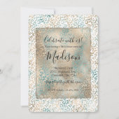 Invitation Empreinte de léopard Gold turquoise (Devant)