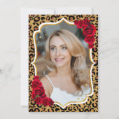 Invitation Empreinte de léopard Gold White Photo 50th Birthda (Dos)