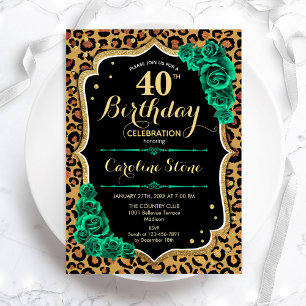 Invitation Empreinte de léopard Green Roses 40e anniversaire