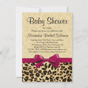 Invitation Empreinte de léopard Hot Pink Girl Baby shower Inv