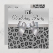 Invitation Empreinte de léopard, Imprimé Bow & Diamond 17e an (Devant / Derrière)