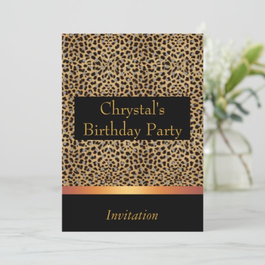Invitation Empreinte de léopard Invitation fête d' (Debout devant)