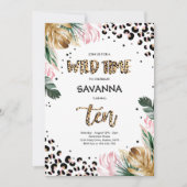 Invitation Empreinte de léopard Jungle Safari 10e fête d'anni (Devant)