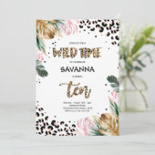 Invitation Empreinte de léopard Jungle Safari 10e fête d'anni (Debout devant)