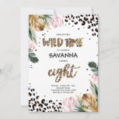 Invitation empreinte de léopard Jungle Safari 8e fête d'anniv (Devant)