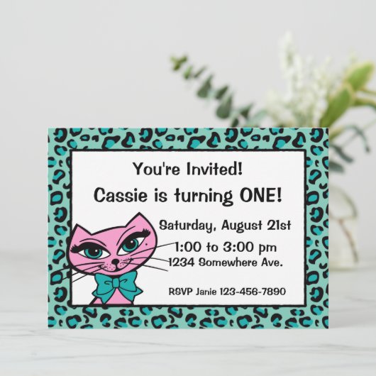 Invitation Empreinte de léopard Kitty (Debout devant)