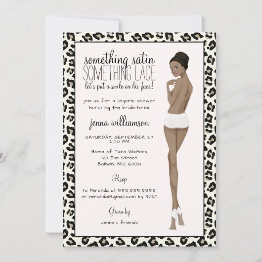 Invitation Empreinte de léopard mariée Lingerie Douche (Devant)
