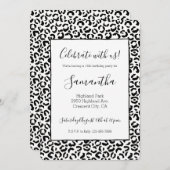 Invitation Empreinte de léopard noir blanc (Devant / Derrière)