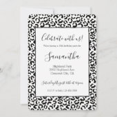 Invitation Empreinte de léopard noir blanc (Devant)