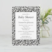 Invitation Empreinte de léopard noir blanc (Debout devant)