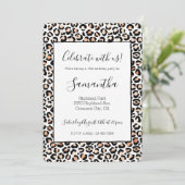 Invitation Empreinte de léopard noir blanc Peach (Debout devant)