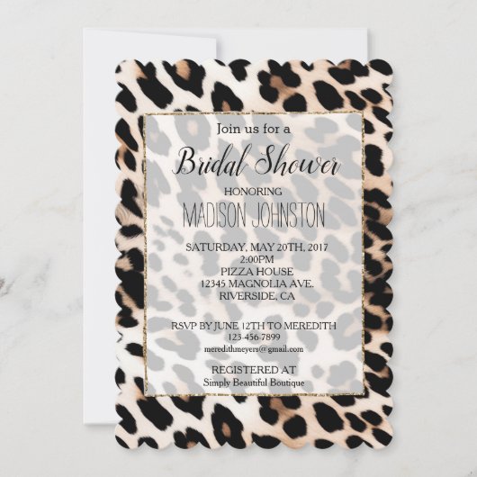 Invitation Empreinte de léopard noir crème (Devant)