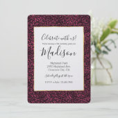 Invitation Empreinte de léopard noir rose glam (Debout devant)
